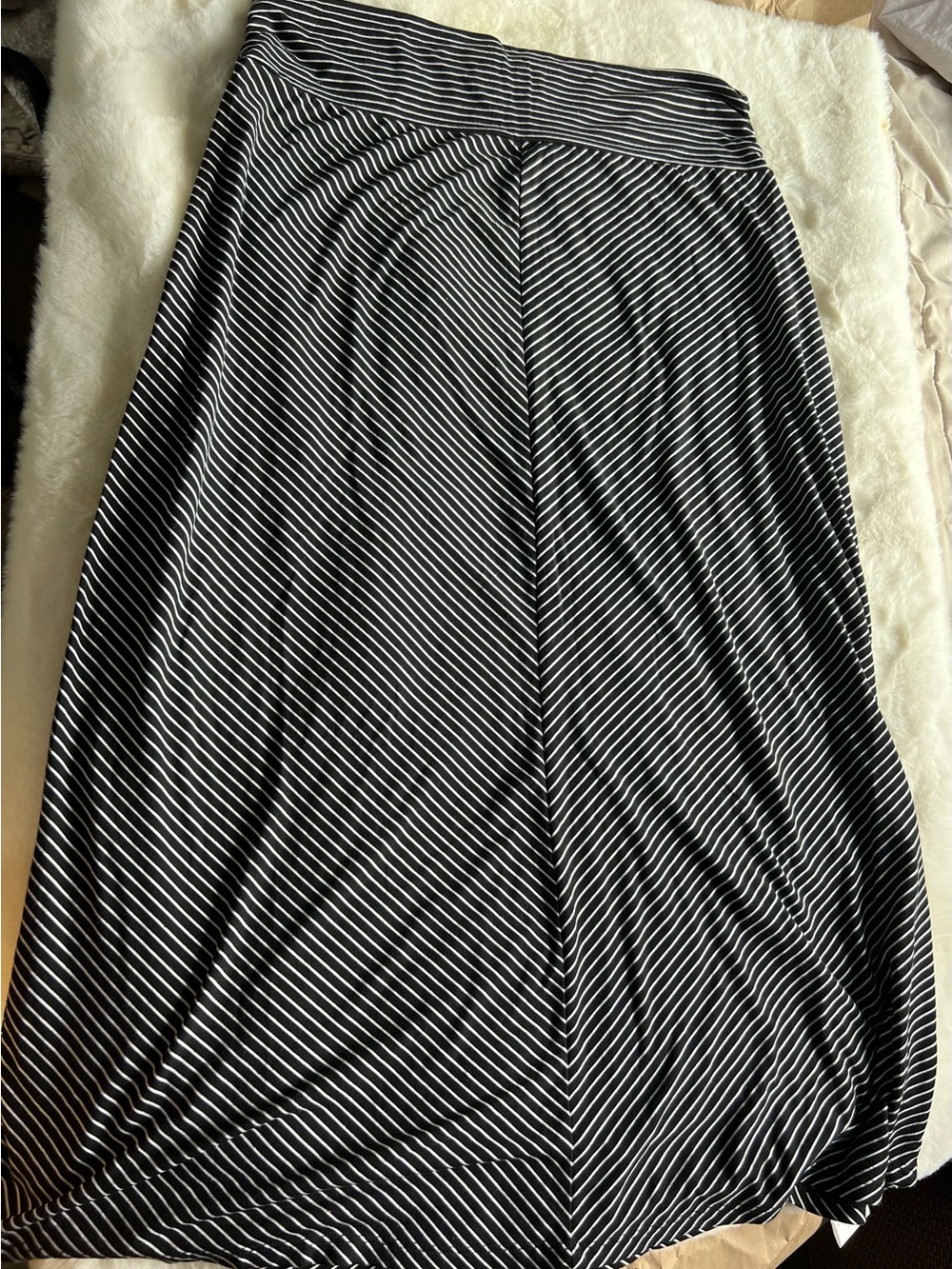 Faded Glory Black and White Striped Maxi Skirt